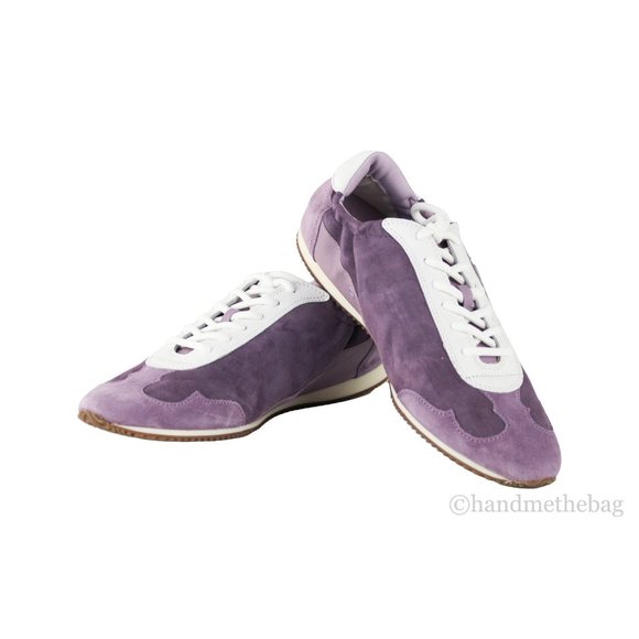 NWT Tory Burch Lilac Sneaker Suede Calf Leather Lace Up Fashion Shoes - Picture 7 of 7
